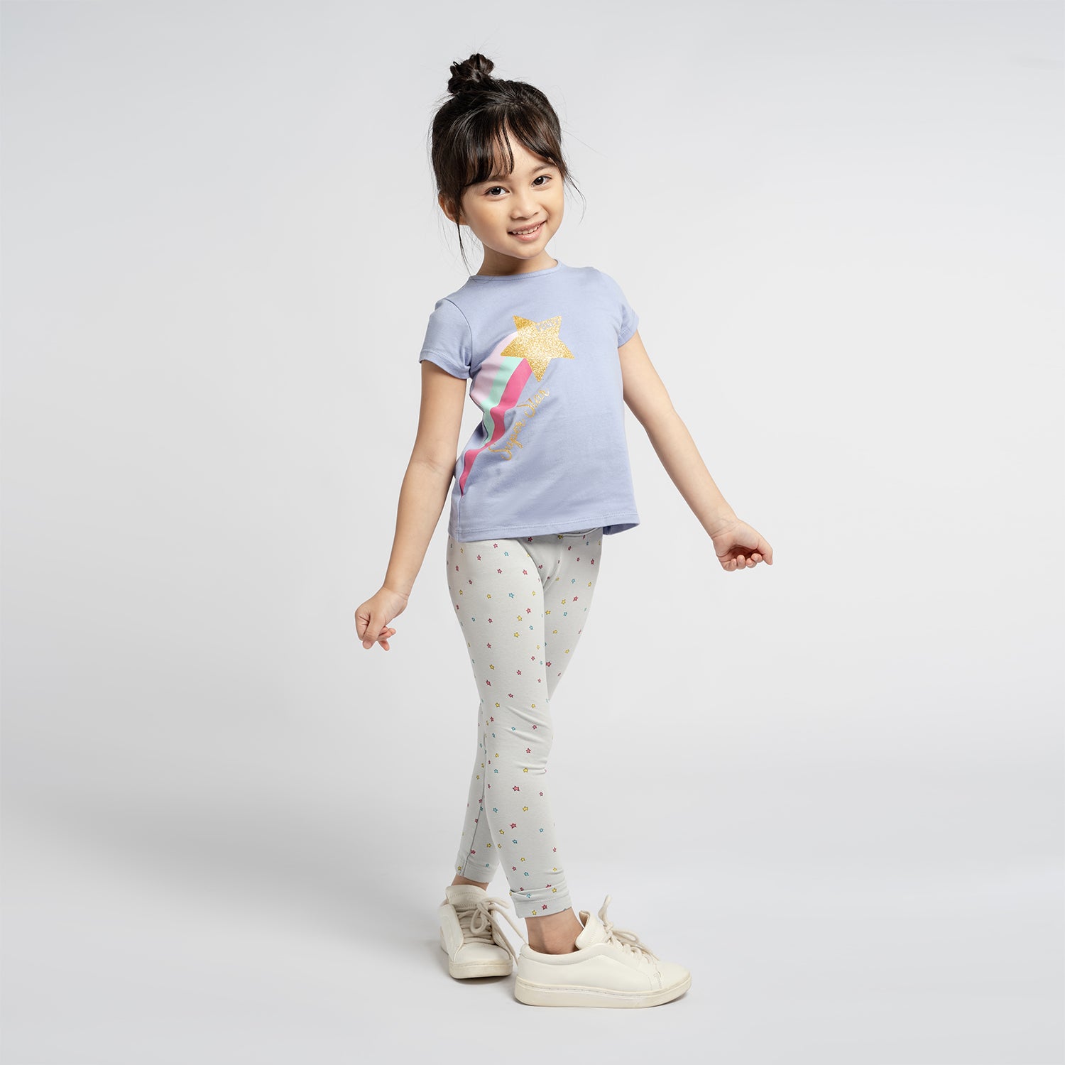 Grey Leggings, Full-length, elasticated with star prints all over. 