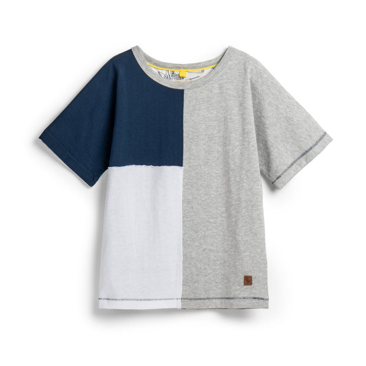 Blue,white and grey patch shirt, Poney logo patch, short sleeve.