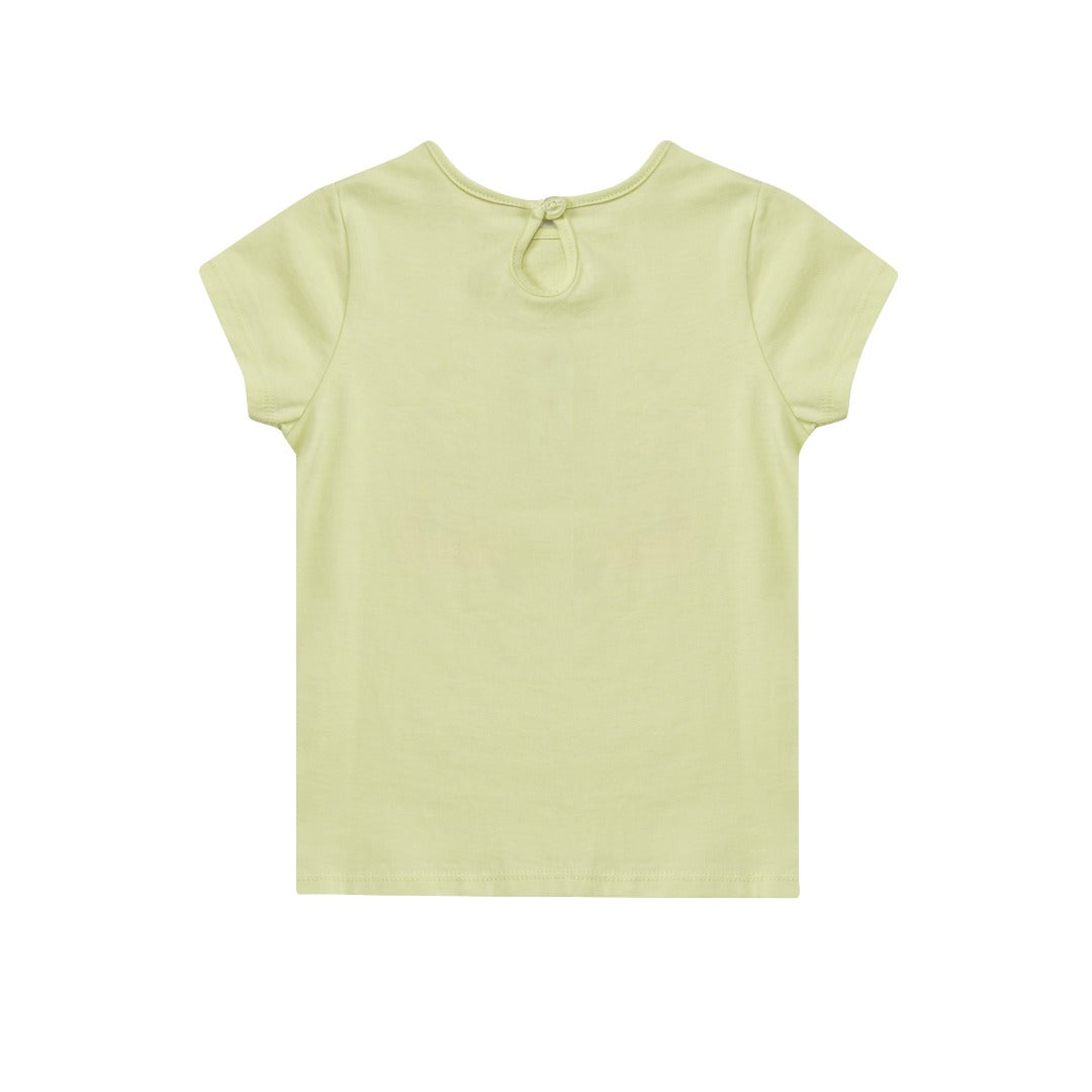 Light Green Short Sleeve t-shirt, cute cartoon toucan printed, and a buttoned nape.