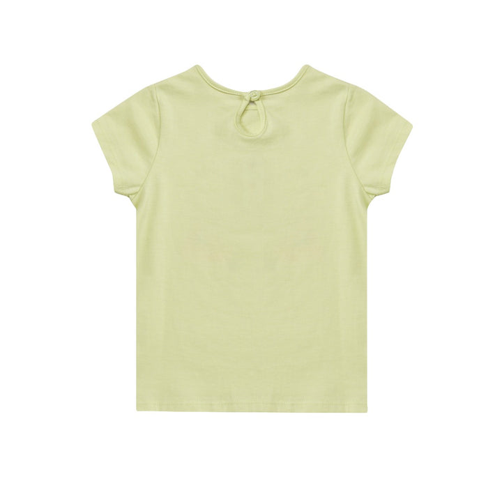 Light Green Short Sleeve t-shirt, cute cartoon toucan printed, and a buttoned nape.