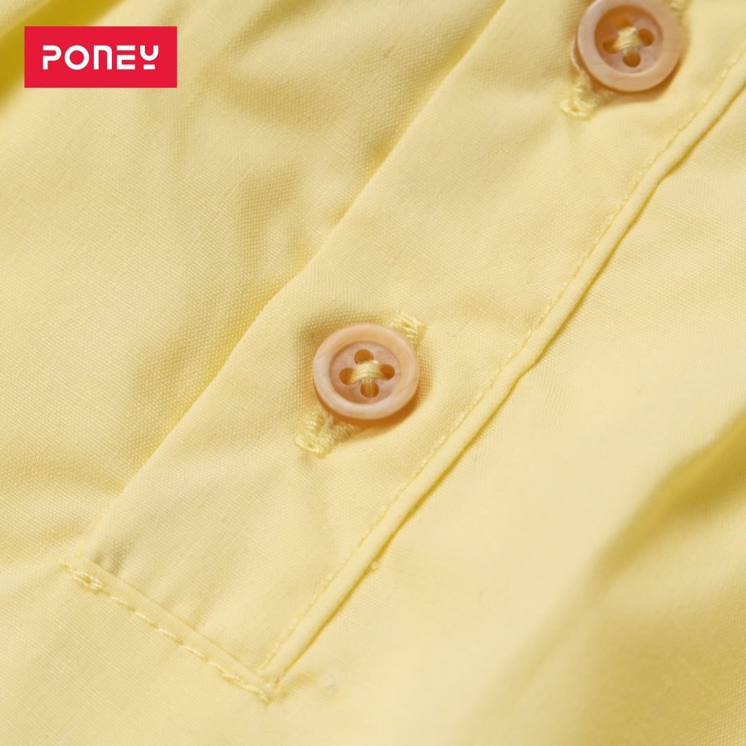 Double frilled sleeves and hem blouse, buttons at the front. Embroidered poney logo below the neck. 