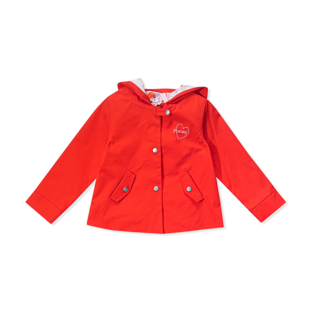 Orange Cotton Jacket, Lined by next-to-skin fabric , two Front pockets, front lining fastened by snap buttons, heart shaped logo embroidered at the front.